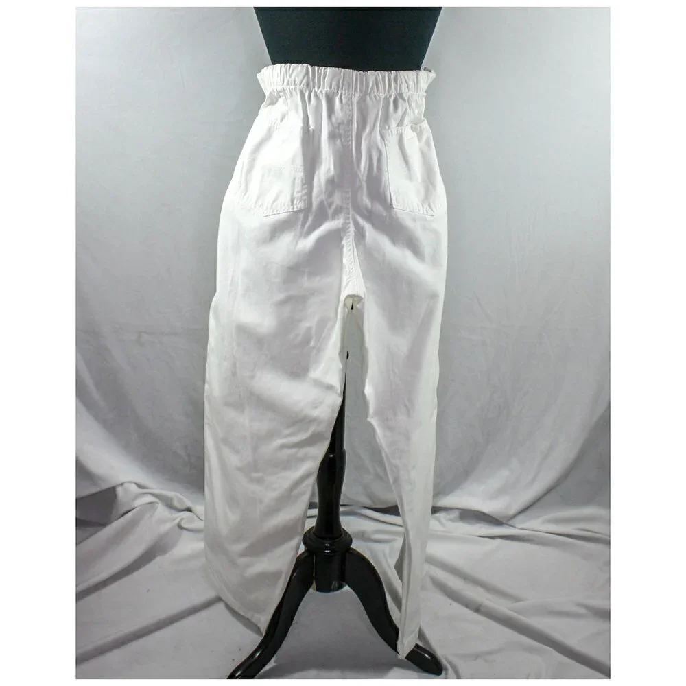 Izod Jeans White Cotton Pants Elastic Drawstring Waist Size XL